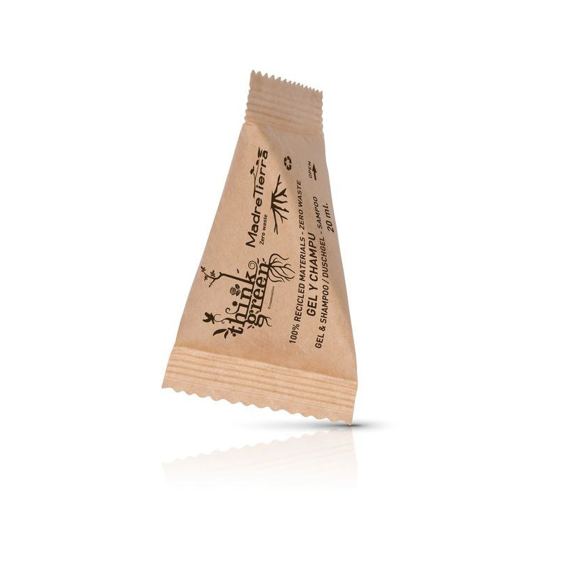 Gel douche et shampooing Mère Terre dans sachet pyramidal 20 ml - 800 unités