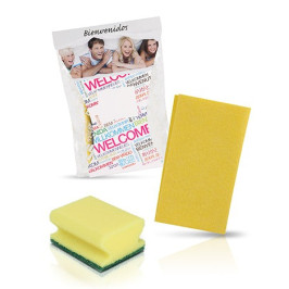 Set de limpieza para cocina - 50 kits con bayeta y salvauñas amarillo.