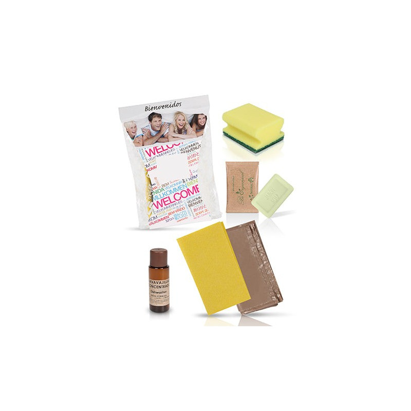 Set de limpieza Bio para cocina - 50 kits con jabón de manos y lavavajillas Bio.