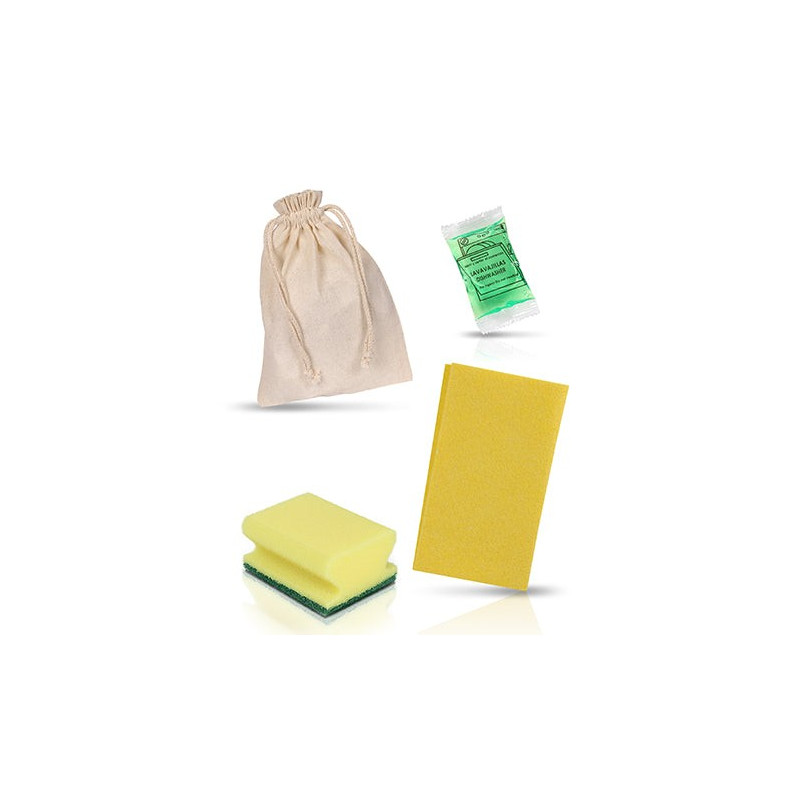 Pack de nettoyage de base - Chiffon jaune, protège-ongles et sachet de lave-vaisselle