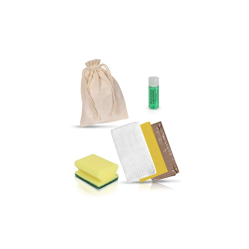 Set de Limpieza con Saquito de Tela - Bayeta, Paño de Algodón y Lavavajillas