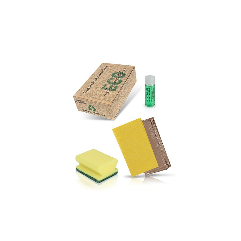Essential cleaning kit in 100% recyclable box – Ideal for tourism.