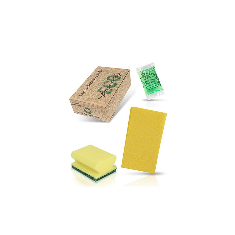 Kit di pulizia base in scatola riciclabile – Ideale per soggiorni brevi.