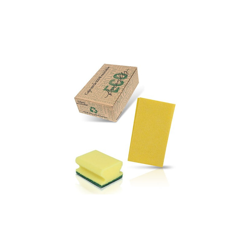 Práctico set de limpieza en caja verde - Productos esenciales para cocina.